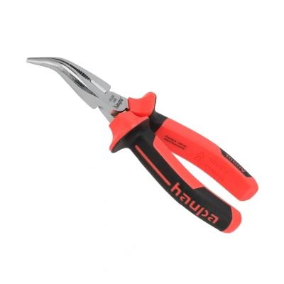 Afbeelding van Haupa VDE Geïsoleerde Langbektang gebogen 160 mm 1000V 45 bek IEC 60900:2012 norm Oliegehard C45 staal Inductief geharde snijvlakken Verchroomde afwerking hefboomoverbrenging Ergonomische 2 componenten handgreep