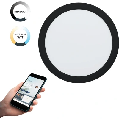 Afbeelding van EGLOÂ connect.zÂ Fueva ZÂ SmartÂ InbouwlampÂ Â Ã ̃Â 21,6Â cmÂ ZwartÂ Dimbaar