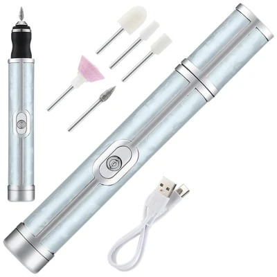 Afbeelding van Draadloze Elektrische Nagelvijl Nagelfrees Met 5 Bitjes Blauw 4 Bedieningsmodi Manicure Pedicure Set Elektrisch Oplaadbaar USB C Kabel