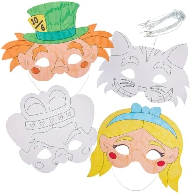 Afbeelding van Baker Ross FN181 Alice in Wonderland Kleurplaten Set van 8, Fantasie kostuum knutselsets