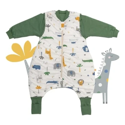 Afbeelding van schlummersack Slaapzak met voeten, zomer 110 cm, 1 TOG, dunne jungle, kinderslaapzak benen en verlengde manchetten voor een lichaamslengte van 120 TOG mouwen