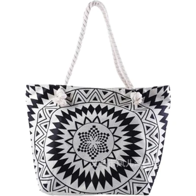 Afbeelding van Strandtas Shopper Weekendtas Zwart Wit