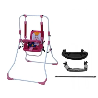 Afbeelding van 2 in 1 kinderschommel, babyschommel, babywip, kamerschommel, tuinschommel, indoor babyschommel en hoge stoel een veiligheidsgordel met beugel, compact inklapbaar, binnen buiten