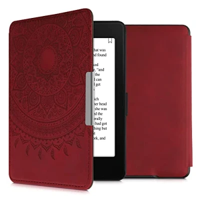 Afbeelding van kwmobile e reader hoesje compatibel met Amazon Kindle Paperwhite Kunstleren ereader cover stand Indian Sun in donkerrood