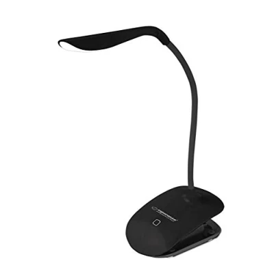 Afbeelding van LED Klemlamp Estoya Denib 3W Helder/Koud Wit 5500K Touch Schakelaar Dimbaar Flexibele Arm Mat Zwart Kunststof