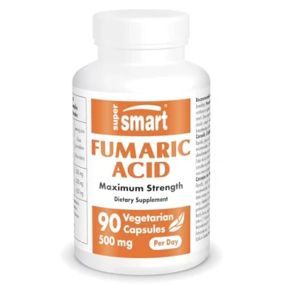 Afbeelding van Supersmart Fumaarzuur 500 mg Kan helpen bij het verminderen van vlekken peeling huid Anti ontsteking supplement Non GMO &amp; Glutenvrij 90 Vegetarische Capsules