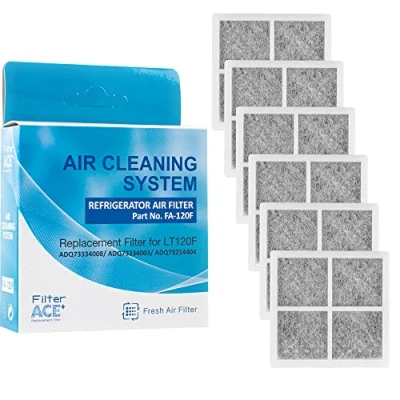 Afbeelding van ACE+ FA 120F Luchtfilter voor koelkast, compatibel met LG Pure N Fresh ADQ73214405 ADQ73214404 ADQ73214408 Antibacteriële Pur Air koelkastfilter (6 stuks)