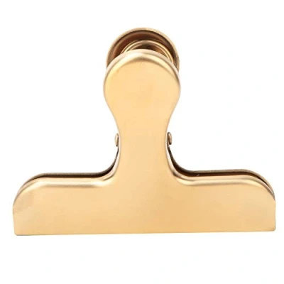 Afbeelding van Metalen Bulldog Clips, Vintage Retro Stijl Roestvrij Staal Papier Scharnier Clips AfdichtingsClips Thuis en Kantoor Accessoires, Goud (Bulldog Clips)