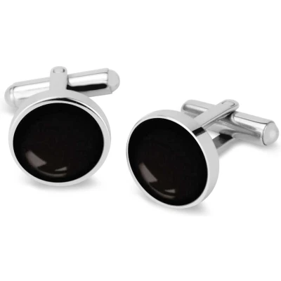 Afbeelding van Frank 1967 7FC 0006 Manchetknopen met Onyx Ø 1,5 cm Zilverkleurig / Zwart