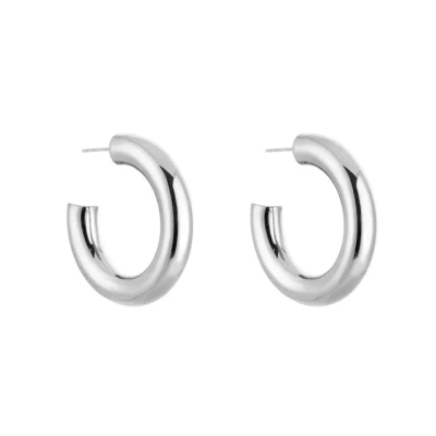 Afbeelding van Bijoutheek Oorknoppen Open Hoop Bold Zilver