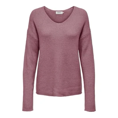Afbeelding van ONLY Onlcamilla Vneck Trui, Dames, Maat: Medium, Crushed berry melange