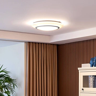 Afbeelding van Lindby LED plafondlamp RGB met dimmer CCT 1licht kunststof H: 10 cm wit, zilver Inclusief lichtbron