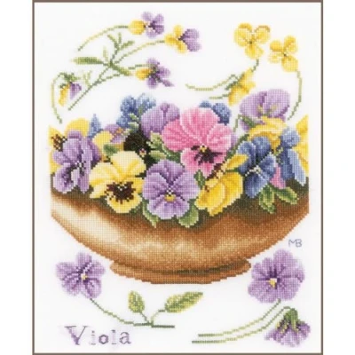 Afbeelding van Lanarte Telpakket viooltjes (Evenweave), stof, assortiment, 32 x 22,5 2 cm