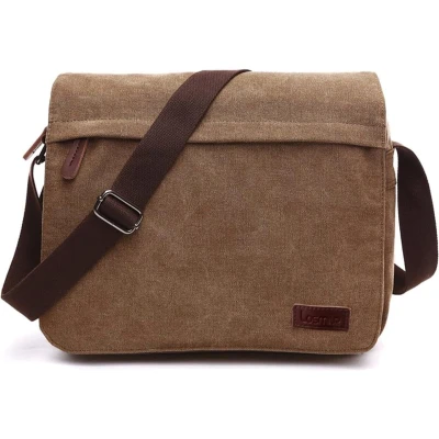 Afbeelding van Schoudertassen voor heren, canvas schoudertassen, laptoptas, schooltas, school en werk, mannen vrouwen.