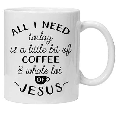 Afbeelding van Acen Little bit Hele Veel Jezus Mok 11oz Keramische Koffie Te, Wit, 9 x cm