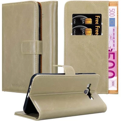 Afbeelding van Cadorabo Hoesje geschikt voor Samsung Galaxy A8 2015 in CAPPUCCINO BRUIN Beschermhoes met magnetische sluiting, standfunctie en kaartvakje Book Case Cover Etui