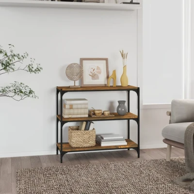 Afbeelding van Boekenkast 80x33x70,5 cm hout en staal gerookt eikenkleur