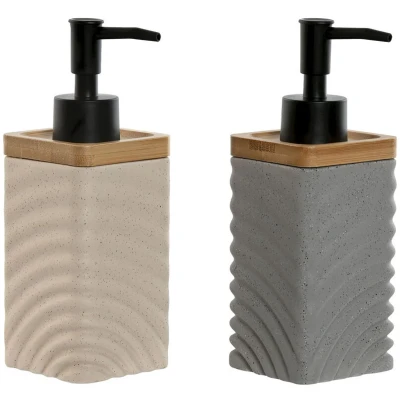 Afbeelding van Zeepdispenser Home ESPRIT Zwart Grijs Crème Bamboe Dolomite 320 ml (2 Stuks)