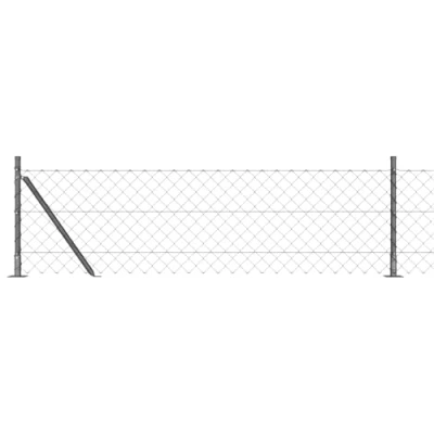 Afbeelding van vidaXL Kettinglink hek met 7 geflansde palen 0.4x10 m Gegalvaniseerd staal
