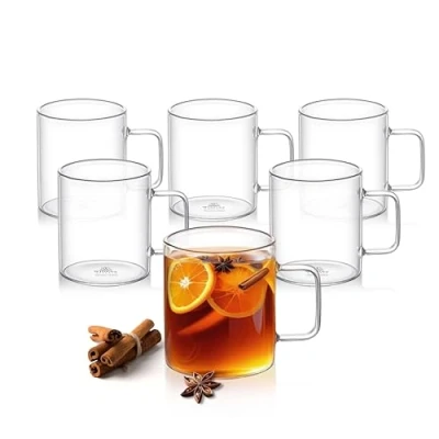 Afbeelding van Wilmax Theeglazen &amp; koffieglazen met handvat, set van 6, 500 ml, glazen voor warme en koude dranken, koffiemok, glühweingglazen, sapglazen, waterglazen, kopjes, vaatwasmachinebestendig