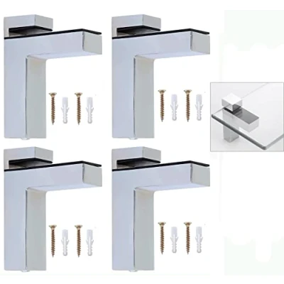 Afbeelding van Litensh 4 stks Verstelbare Houten Klem Glas Plank Beugel Houder, Solid Zinklegering Ondersteuning Clip Muurbeugel voor 3 36mm Dikte