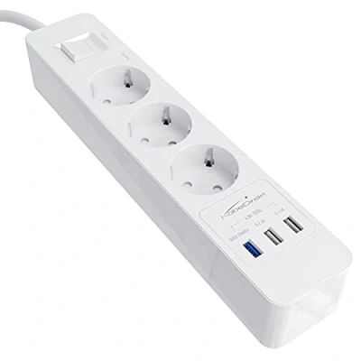 Afbeelding van KabelDirekt 3 voudige stekkerdoos &amp; meervoudige contactdoos (USB, Quick Charge 3.0, laadt afhankelijk van het toestel tot wel 3x sneller, overspannings /aanraakbeveiliging, TÜV gekeurd, wit)