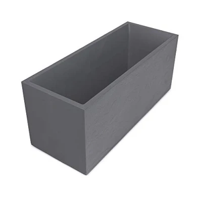 Afbeelding van Ondis24 Plantenbak, bloembak, bloempot, Vulkan Pierre, 100 cm, leisteen look met waterreservoir, winterbestendig (lichtgrijs)