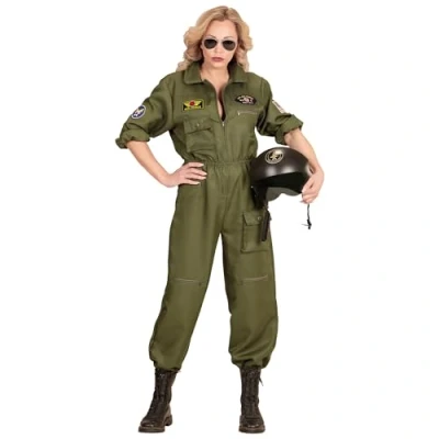 Afbeelding van Widmann Kostuum vechtjet pilot, overall, vlieger aas, uniform, carnaval, themafeest