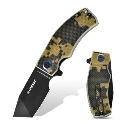 Afbeelding van HARNDS Zakmes D2 Stalen Blad Vouwmes Tanto Blade EDC Mes met Zakclip, G10 Handvat, Scherpe Survival Wandelmessen Revenant (Camouflage zwarte titanium stone wash)