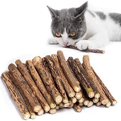 Afbeelding van Matatabi Kattenkruidstokken, 30 stuks, voor het reinigen van de tanden, matatabi, kattenspeelgoed, puur natuurlijk kattenkruid, speelgoed
