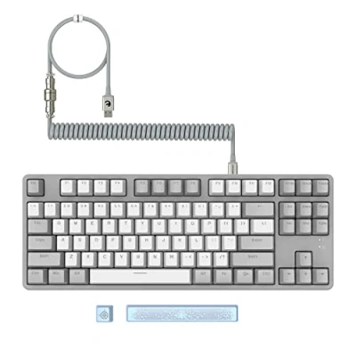 Afbeelding van MAMBASNAKE AK873 Wired Hot Swappable Mechanisch Toetsenbord, Rol Kabel, 22 RGB Backlit, Klassieke 3 Kleur PBT Drijvende Keycaps, 87% Toetsenbord met Afneembare Magneet Cover, Custom DIY TKL