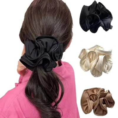 Afbeelding van 3 stuks grote scrunchie, oversized scrunchies voor vrouwen, scrunchy extra scrunchie paardenstaart houders haaraccessoires