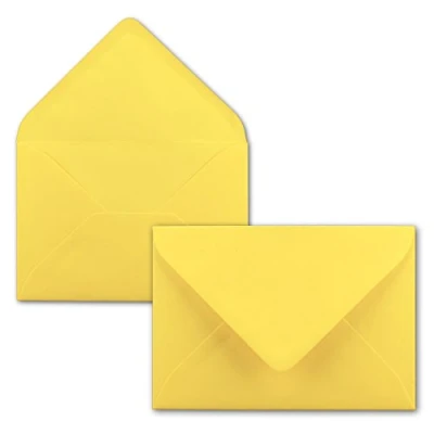 Afbeelding van Enveloppen, 50 stuks, B6, 17,5 x 12,5 cm, citroengeel, natte plakrand met puntige klep, 120 g/m², voor bruiloft, wenskaarten, uitnodigingen