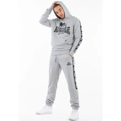 Afbeelding van Lonsdale Normale Passform Scousburgh Hoodie, Heren, Maat: XXL, Marl grey black white