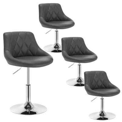 Afbeelding van WOLTU 4 X Barkrukken krukken zitting in Kunstleer Poten en chroomstaal,Barstoelen hoogte verstelbaar Grijs BH241gr