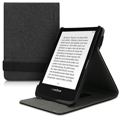Afbeelding van kwmobile E reader hoesje compatibel met Pocketbook Touch Lux 4/5/Touch HD 3/Color (2020)/ Vivlio 5 Ereader case van kunstleer cover in zwart