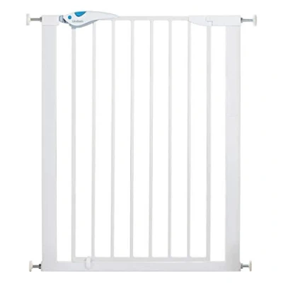 Afbeelding van Lindam Easy Fit Plus Deluxe Extra hoog 91,44 cm deurbeschermingsrooster met drukbevestiging zonder te boren wit max. 117 verlenging