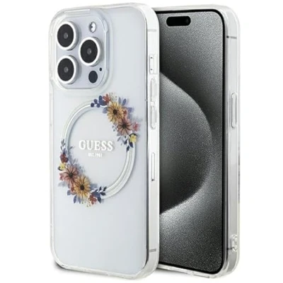 Afbeelding van Guess Glossy Ring Back Case (MagSafe Compatible) Apple iPhone 15 Pro (6.1&quot;) Transparant