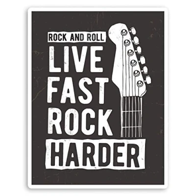 Afbeelding van 2 x 10cm Rock &amp; Roll Vinyl Stickers Band Gitaar Papa Laptop Sticker #31519 (10cm Hoog)