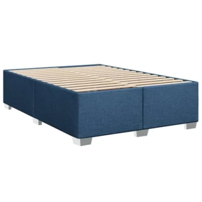 Afbeelding van vidaXL Bedframe stof blauw 160x200 cm, bed, bed ombouw, twijfelaar bedbodem, slaapkamermeubel, 2 persoonsbed, tweepersoonsbed, persoons