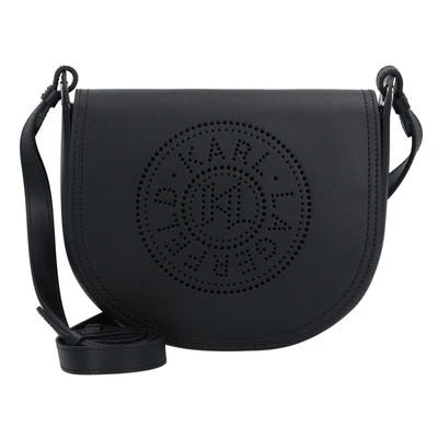 Afbeelding van KARL Lagerfeld Circle Saddle Perforated Schoudertas, Dames, Maat: One Size, Black