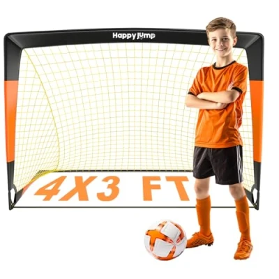 Afbeelding van Happy Jump voetbal doel pop up net post voor tuin training feestelijk cadeau 4&#039;x3&#039; (zwart+oranje) 1 Pack