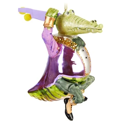 Afbeelding van BRUBAKER Handgeschilderde Glazen Kerstbal Grappig Motief Handgeblazen Kerstboom Decoratie Figurines Grappige Deco Hanger Boombal Kerst Crocodile Man