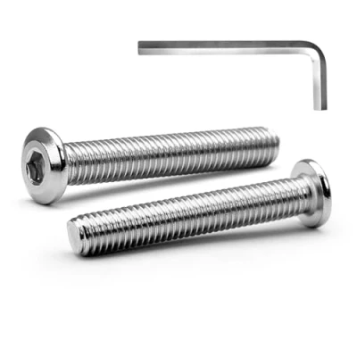 Afbeelding van MINHER M6 x 50 mm 10 stuks platte kop binnenzeskant schroeven bouten voor meubels, roestvrij staal A2 V2A, volledige schroefdraad (met inbussleutel)
