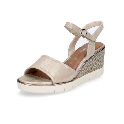 Afbeelding van Tamaris Sandalen met plateauzool, Dames, Maat: 36, Champagne Schoenen