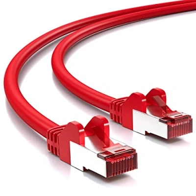 Afbeelding van deleyCON 2m CAT6 Patchkabel S/FTP PIMF Afscherming CAT 6 RJ45 Netwerkkabel Ethernetkabel LAN DSL Switch Router Modem Access Point Patchvelden Rood