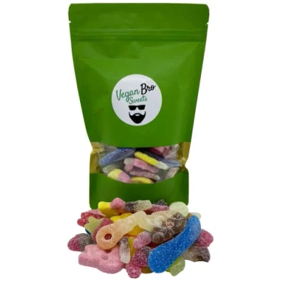 Afbeelding van Vegan Bro SWEETS Big Bag Sauer 500 g Veganistische fruitgom wijngom Candy Bar perfect om cadeau te geven