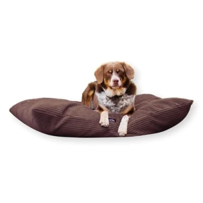Afbeelding van 4L Textil ZOE hondenkussen, wollig corduroy, hondenbed, voor grote honden, met overtrek en ritssluiting, knuffelig wasbaar (100x80 cm, bruin (stripes))