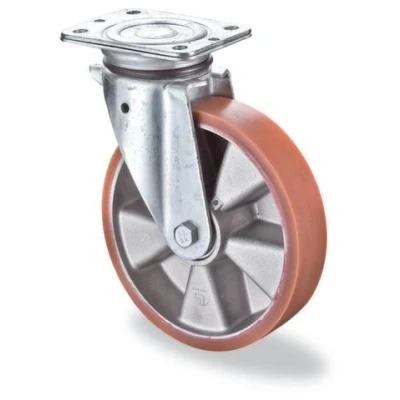 Afbeelding van BS Rollen Zwenkwiel wiel d. 125 mm draagvermogen 450 kg met schroefplaat gietwerk polyurethaan wielband 1 stuk N100.B90.129