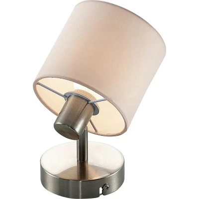 Afbeelding van Lindby Wandlamp 1licht ijzer, textiel H: 17.6 cm E14 nikkel mat, wit